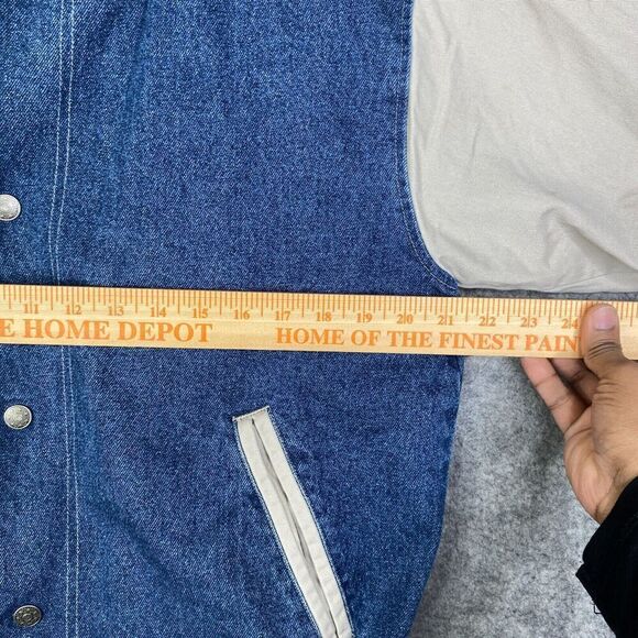 VINTAGE Denim Jacket Mens Medium Bomber Varsity Cotton Snap 90's Diehards - Picture 9 of 13